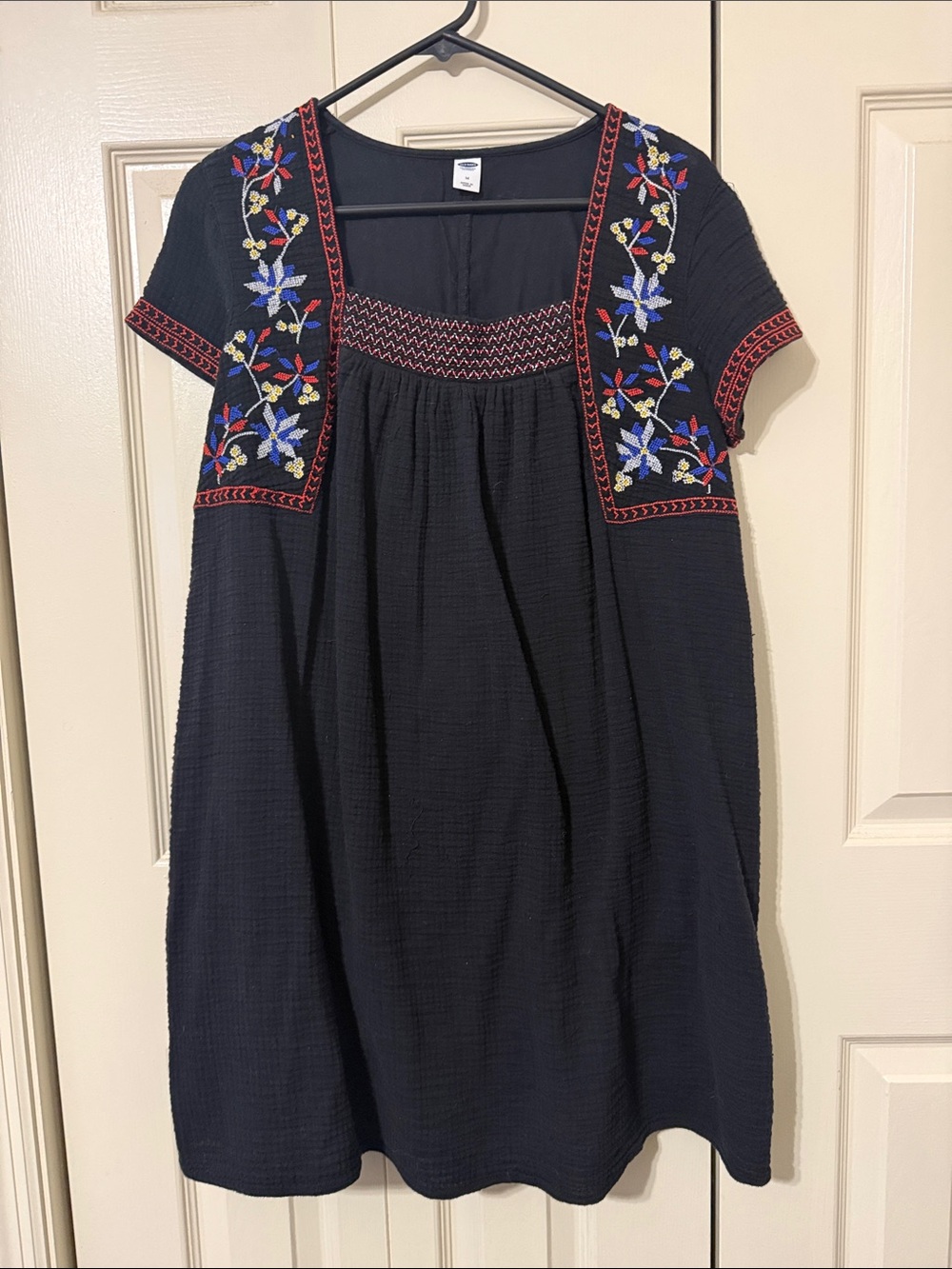 Old Navy Black Embroidered Midi Dress